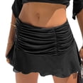 thumbnail image 4 of EYIIYE Women's Casual A-line Pleated Skirts, Ruched Ruffle Wave Mini Skirts, 4 of 6