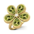 thumbnail image 2 of 7X5mm Pear Peridot 925 Sterling Silver Gold Vermeil Five Stone Daisy Flower Women Mother's Day Gift Ring, 2 of 3