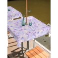 thumbnail image 2 of Square Outdoor Tablecloth with Umbrella Hole Purple Floral Retro Outside Table Cloth Waterproof Patio Table Cover Abstract Vintage Floral Botanical Zipper Tablecloths for Picnic Camping 60x60 Inch, 2 of 8