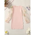 thumbnail image 4 of Bagilaanoe Girl Knitted Dress Floral Embroidery Mesh Long Sleeves Party Dress 6T 7T 8T 9T 10T Kids Casual Dress, 4 of 8