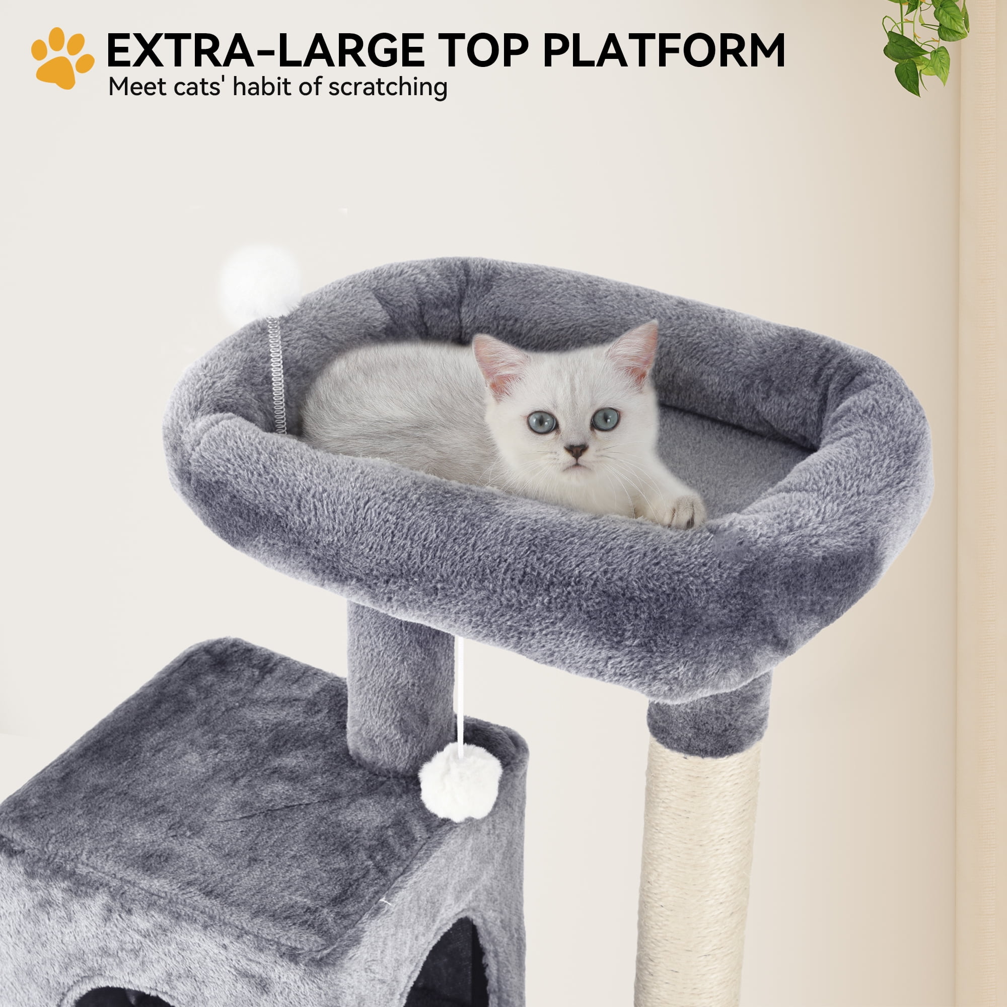 Dextrus 70.8in Cat Tree Tower with Scratching Posts, Padded Plush Perch, Cozy Basket, and Ladder for Indoor Cats