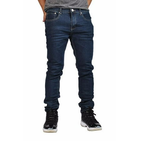 - Indigo People Men's Denim Jeans Skinny Fit Tapered Leg 41023 Blue 42x32