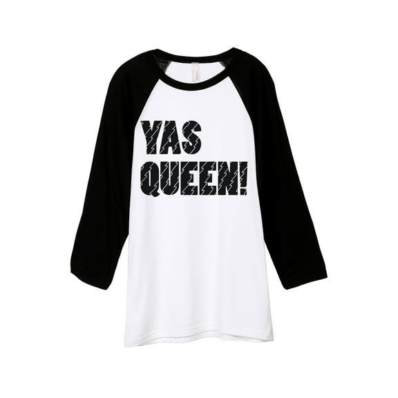 Yas Queen Unisex 3/4 Sleeves Baseball Raglan T-Shirt Tee White Black X-Small