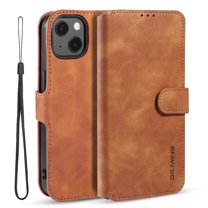 Allytech iPhone 13 Mini Wallet Case with Card Holder, Premium PU Leather Magnetic Closure Stand TPU Back Shockproof Shell Case with Detachable Hand Strap for iPhone 13 Mini 5.4-inch 2021, Brown