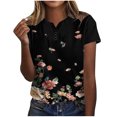 thumbnail image 1 of Pompotops Chemises Mode Décontractée pour Femmes Manches Courtes Tee-Shirt Ample Col en V Blouse Liquidation, 1 of 5
