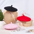 thumbnail image 3 of 1 pc Wool Felt Cat Hats Pet Supplies Flat Round Red 153x29mm Inner Diameter: 70mm, 3 of 5