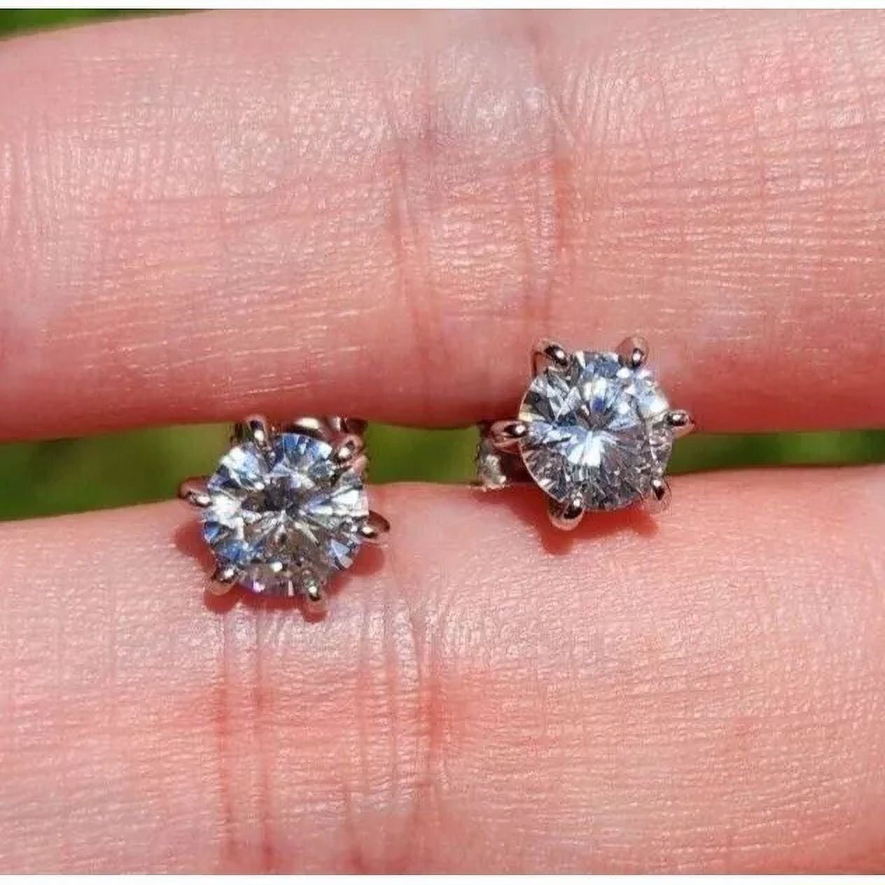 2ct Round Screw Back Moissanite 6Prong Stud Earrings Real Solid 925 Silver