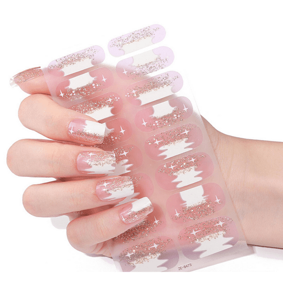 Shimmering Snow Gel Nails