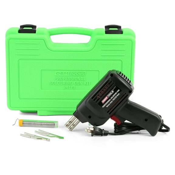 OEMTools Professional Soldering Gun Kit with Case, Includes 2 Soldering Gun Tips & Rosin Core Solder
