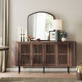 thumbnail image 6 of FITUEYES 64" Modern Kitchen Buffet Cabinet with Fluted Panel Design, Curved Credenza Coffee Bar for Dining Room & Living Room, Walnut, 6 of 6