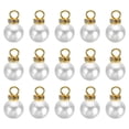 thumbnail image 1 of Unique Bargains Pendentifs Perles Factices 14 mm, Lot de 100 Perles Rondes Imitation Perle avec Strass, Blanc Doré, 1 of 6