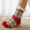 thumbnail image 4 of siminsem Printed Floor Socks for Women Christmas Thick Cotton Carpet Crew Socks Warm Cozy Novelty Holiday Stockings Soft Breathable Winter Socks Stocking Stuffers Gifts for Her, Red B,One Size, 4 of 6