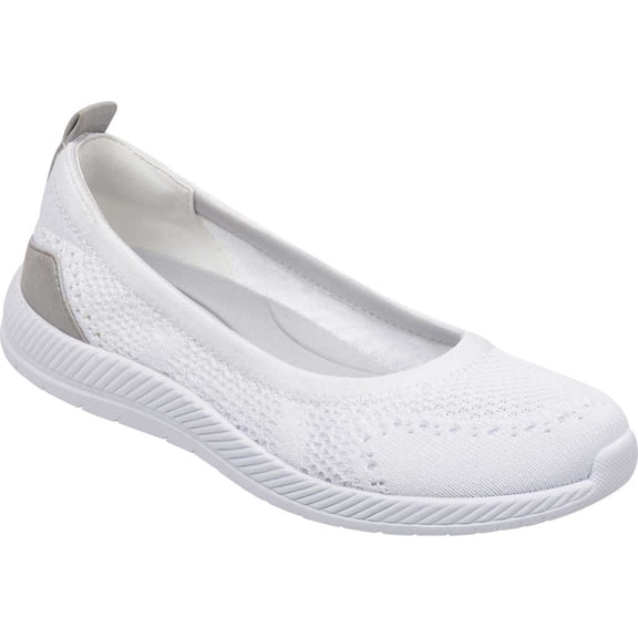 Women's Easy Spirit Glitz Skimmer White/Silver Fabric 7 WW