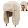 thumbnail image 2 of Gorro cálido de soldado ruso, gorro de esquí de invierno de trampero para mujeres y hombres, resistente al viento, gorro de cazador de trampero con pelo para piloto de invierno al aire libre, 2 of 6