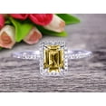 thumbnail image 1 of Classic And Stunning Look 10k White Gold 1.75 Carat 7x5mm Emerald Cut Champagne Diamond Moissanite Engagement Ring, 1 of 6