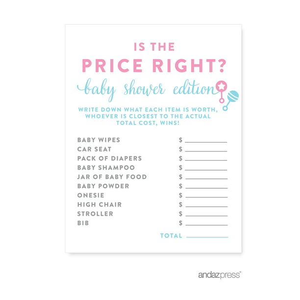 Is The Price Right Team Pink Blue Gender Reveal Baby Shower Games Pack Walmart Com Walmart Com