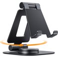 thumbnail image 4 of Support de Téléphone Rotatif 360 Lot de 2, Support de Téléphone Pliable Entièrement Réglable, Berceau de Bureau en Aluminium avec Base Antidérapante, Noir, 4 of 5