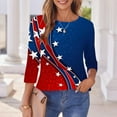 thumbnail image 4 of Cavosen Red White and Blue Shirts for Women 4th of July 3/4 Sleeve Crewneck Tops USA Star Striped Print T Shirts Lady XL Red White and Blue Casual Shirts Patriotic Tunic Tees Patriotic Outfits, 4 of 6