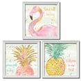 thumbnail image 1 of Tropical Hot Pink, Green and Gold Watercolor Flamingo and Pineapple "Stand Tall Darling," "Welcome To Our Nest" and "A Pineapple a Day" Set by Anne Tavoletti; Three 12x12in White Framed Prints, 1 of 1