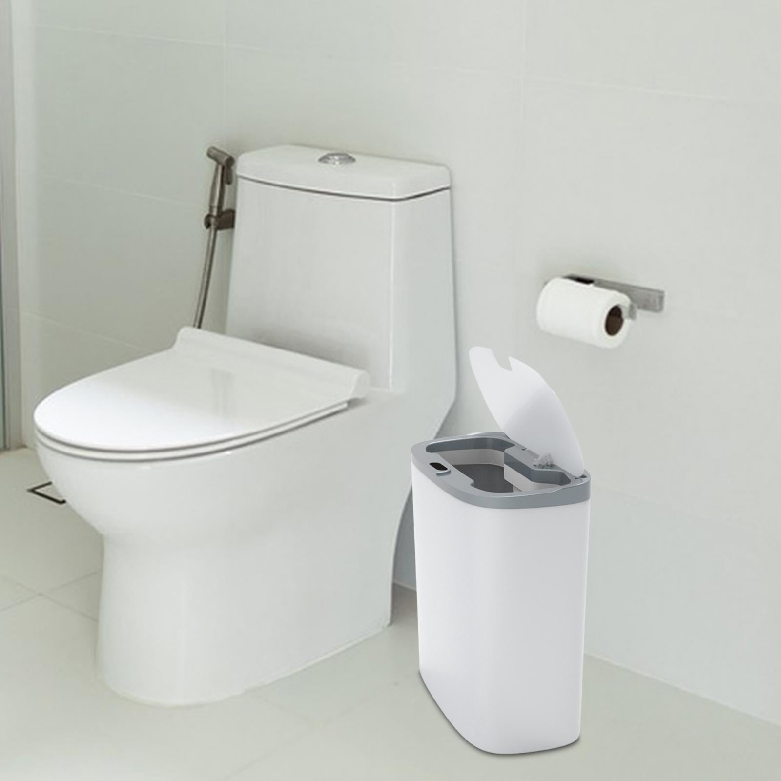 Touchless Trash Can, Electric Garbage Bin Toilet with Lid, Narrow Waterproof Intelligent Induction Trash Bin for Bedroom, Kitchen Bathroom gray