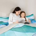 thumbnail image 5 of jejeloiu Teal Watercolor Wave Pattern Twin Comforter Sets Kids,Abstract Geometric Pattern Bedding Set,Reversible,2 Pieces, 5 of 8