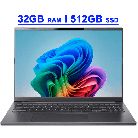 Acer Aspire 16 AI Premium Business Laptop 16" WUXGA IPS 120Hz Touchscreen (100% sRGB) Intel 8-core Ultra 9 288V (Up to 48 NPU TOPS) 32GB RAM 512GB SSD Backlit Wi-Fi7 FHD IR Webcam Win11