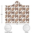 thumbnail image 3 of Wearable Blanket,Brown Footballs and Bows Pattern Hooded Wearable Sherpa Blanket for Adults & Teens,Winter Poncho Shawl Wrap Cape Thick Warm,50"x60", 3 of 5