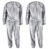 2X Heavy Duty Fitness Weight Loss Sweat Sauna Suit Exercise Gym Anti-Rip Silver L
