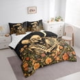thumbnail image 3 of Homewish Romantic Valentine'S Day 7pcs Bedding Comforter Set,Gothic Skelelton Skull Queen Bedding Sets,Retro Rustic Flower Queen Sheet Sets For Boys Girls,Microfiber Bedroom Decor Reversible, 3 of 8