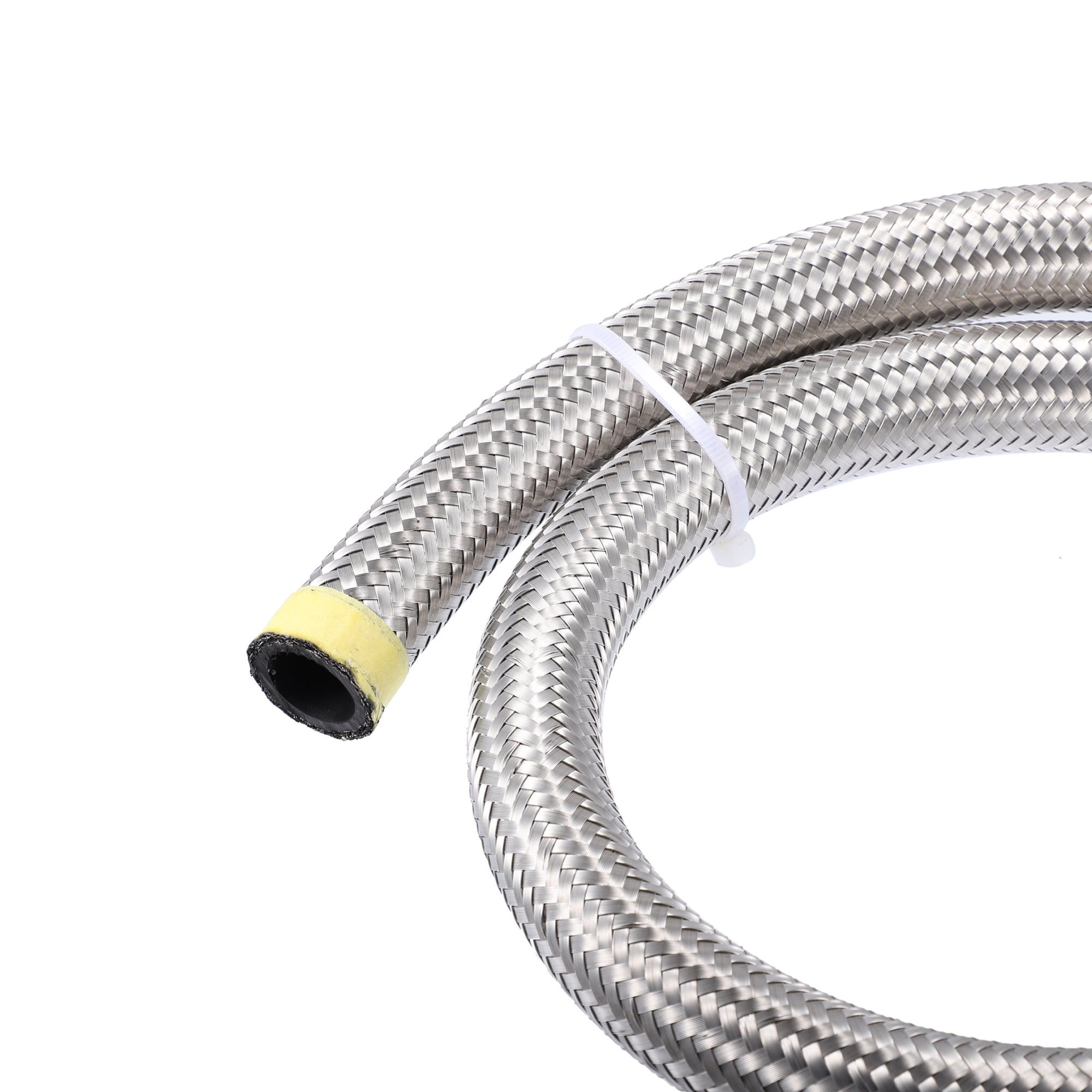 Unique Bargains 5ft 12AN Fuel Hose AN12 Universal Car Braided Stainless Steel CPE Oil Fuel Gas Line Hose Silver Tone