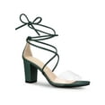 thumbnail image 1 of BLISSFUL STEP Sandales à Talon Bloc à Lacets pour Femme à Bride Transparente Vert Foncé (Taille 10), 1 of 7