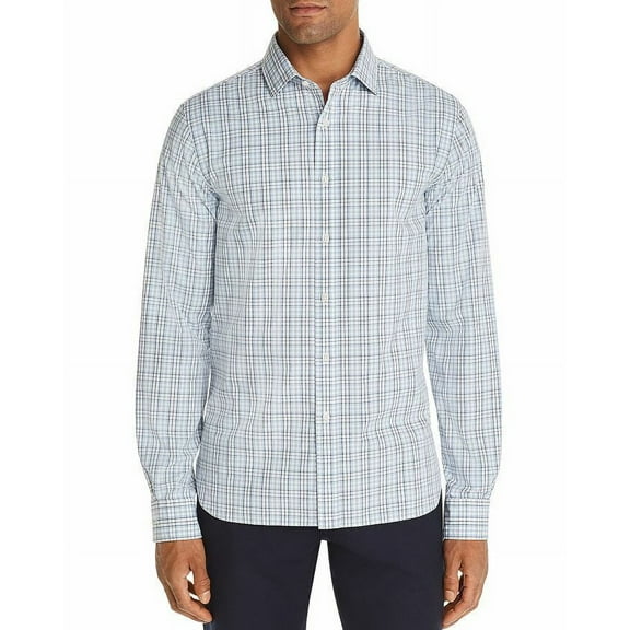 The Men's Store  Bi-Color Plaid Classic Fit Shirt Slate Blue-2XL