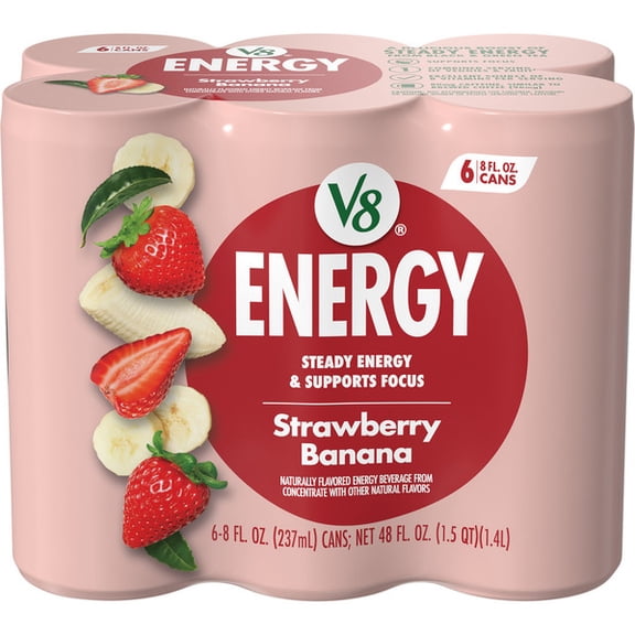 V8 Energy Strawberry Banana Energy Drink 8 fl oz  6 PACK