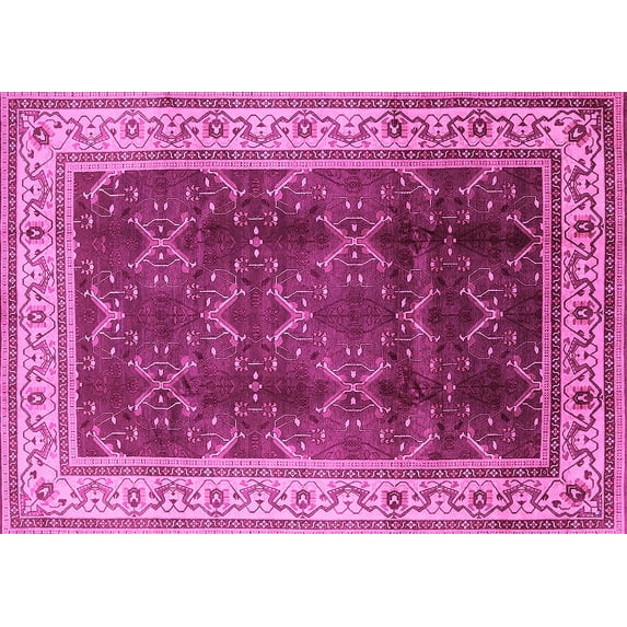 Ahgly Company Indoor Rectangle Oriental Pink Traditional Area Rugs, 2' x 5'