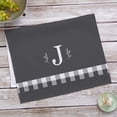 thumbnail image 2 of Personalization Mall Black & White Plaid Waffle Weave Kitchen Towel, J, 2 of 2