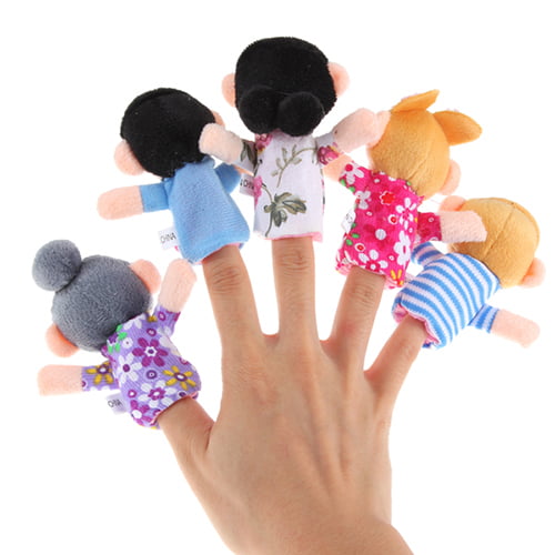 Family Finger Puppets Kids Plush Dolls Baby Educational Hand Toys Story Games 