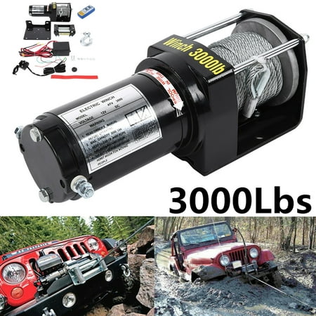 Hilitand 3000lbs Electric Recovery Winch 12V Wire Remote Control Kit for Truck SUV ATV Tow Boat