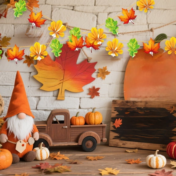 Upgraded Thanksgiving Banners Decorations 2 Pack 1.5m Each Fall Party Garland With Pumpkin Sunflower Maple Leaf Turkey Fall Holiday Decor S