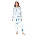 thumbnail image 2 of FORMRS Onesies Pajama for Adults Unisex Hoodie Winter Jumpsuit One Piece Sleepwear, Sizes S-2XL, Blue Simple Cartoon Snowmen, 2 of 7