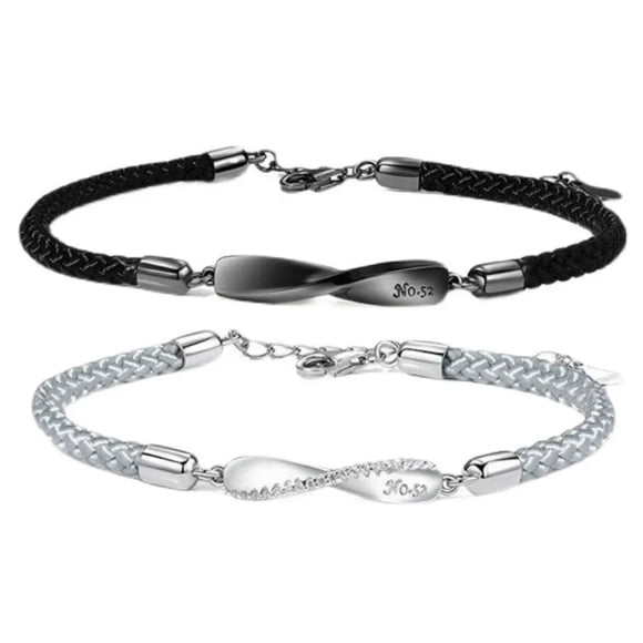 2pulseras Pareja Regalo Mujer Hombres Modelo Negro Y Plateado