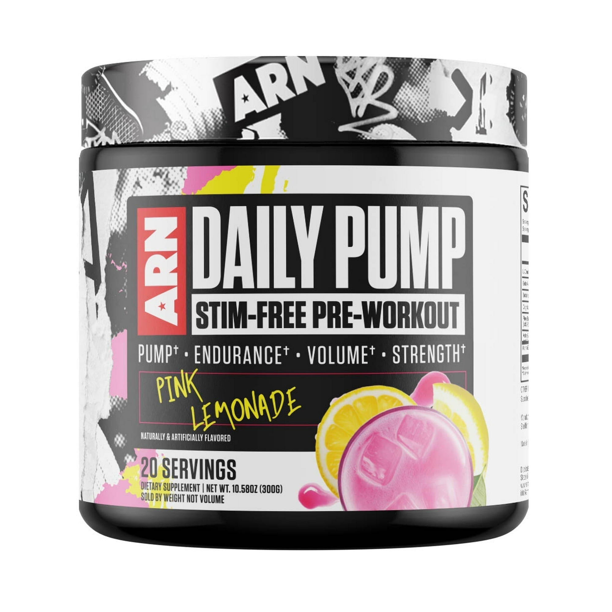 Arms Race Nutrition | ARN | Daily Pump STIM-Free Pre-Workout (20 Servings, Pink Lemonade)