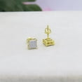 thumbnail image 3 of Dazzlingrock Collection Round White Diamond V-Prong Square Hip Hop Iced Screwback Stud Earrings for Unisex (0.10 ctw, Color I-J, Clarity I2-I3) in 10K Yellow Gold, 3 of 5