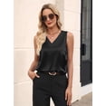 thumbnail image 6 of Women'S Silk Satin Tank Tops V Neck Casual Camisoles Sleeveless Business Work Blouses Dressy Summer Shirts Black XL, 6 of 8