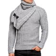 thumbnail image 1 of Suéter de punto para hombre, jersey ajustado desmontable con bufanda de manga larga para hombre de Europa y Estados Unidos, 1 of 6