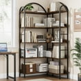 thumbnail image 4 of 5 Tier L Shaped Bookshelf with Storage, Industrial Tall Plant Stand,Corner Book Shelf with Metal Frame, Etagere Shelf Corner Display Rack for Living Room Bedroom, 4 of 5