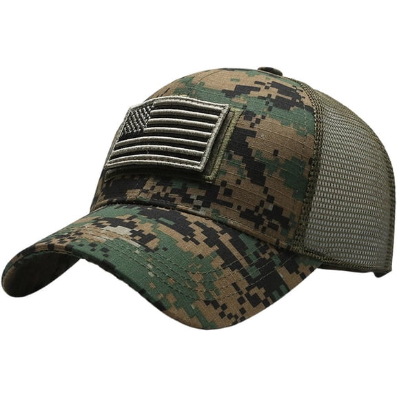 Jiibva American Flag Embroidered Baseball Cap Men USA Flag Net Hat Lightweight Baseball Hat Breathable Climbing Hiking Cap for Man