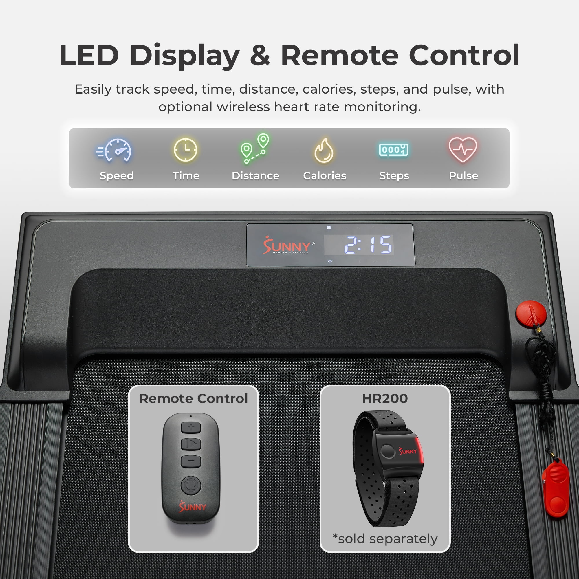 Sunny Health & Fitness Smart Under‑Desk Walking Treadpad Treadmill with Wi‑Fi & Bluetooth, Performance Tracking in the SunnyFit App