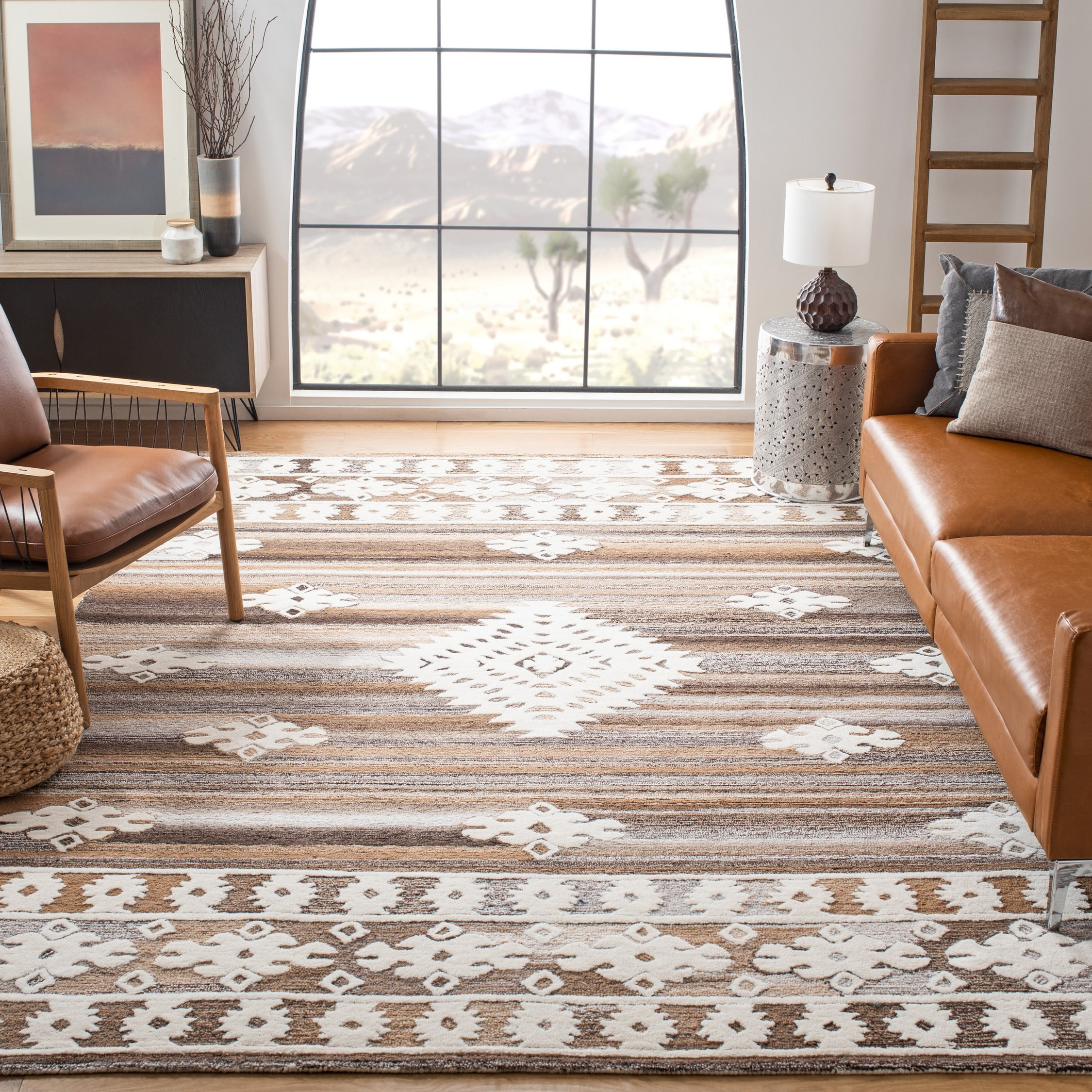 SAFAVIEH Aspen Kerry Geometric Area Rug, Ivory/Light Brown, 8' x 10'