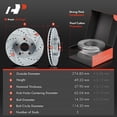 thumbnail image 2 of A-Premium 10.83 in (275 mm) Front Drilled and Slotted Disc Brake Rotors + Ceramic Pads Kit Compatible with Select Toyota and Lexus Models - ES300 & Camry 97-01 Avalon 98-04 Solara 99-03 6-PC Set, 2 of 9