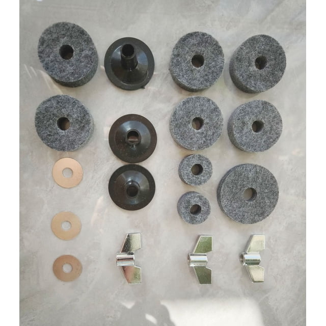 Juego de almohadillas de fieltro para batería, juego de fieltro antideslizante para batería, juego de 23 piezas, gris y negro, accesorios para batería de 18 piezas